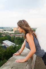 Image showing Attractive blond woman outdoors