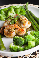 Image showing Shrimp Scampi with Vegetables