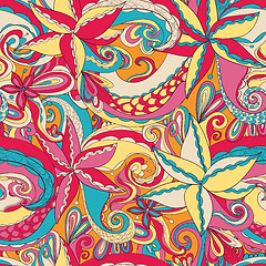 Image showing Seamless hand-drawn pattern, floral background