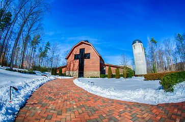 Image showing snow around billy graham library after winter storm