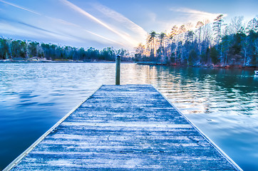 Image showing sunset over lake wylie at a dock