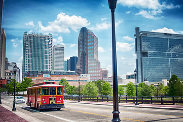 Image showing street vew charlotte city with tour bus