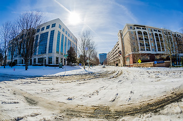 Image showing winter street scenes around piedmont town centre charlotte,nc