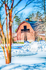 Image showing snow covered landscape at billy graham free library