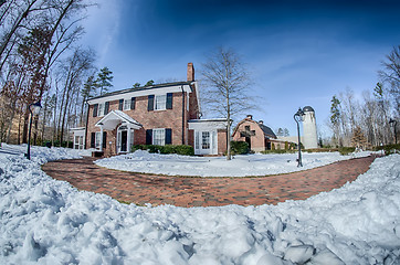 Image showing snow around billy graham library after winter storm