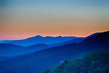 Image showing sunset view over blue ridge mountains