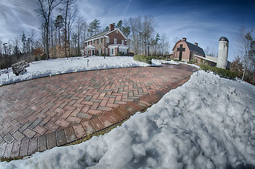 Image showing snow around billy graham library after winter storm