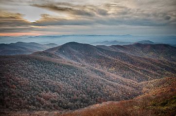 Image showing sunset view over blue ridge mountains