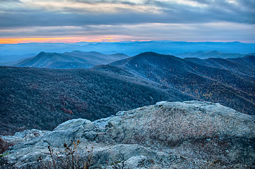 Image showing sunset view over blue ridge mountains