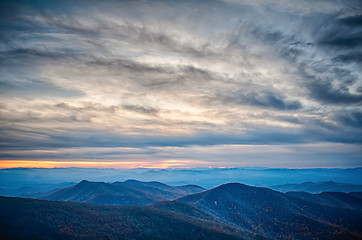 Image showing sunset view over blue ridge mountains