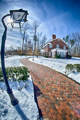 Image showing snow around billy graham library after winter storm