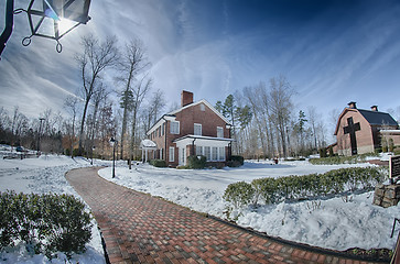 Image showing snow around billy graham library after winter storm