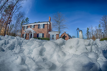 Image showing snow around billy graham library after winter storm