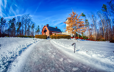 Image showing snow around billy graham library after winter storm