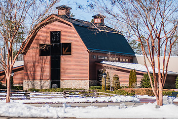 Image showing snow covered landscape at billy graham free library