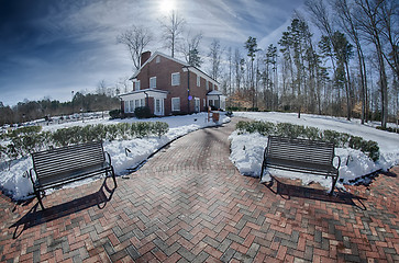 Image showing snow around billy graham library after winter storm