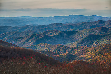 Image showing sunset view over blue ridge mountains