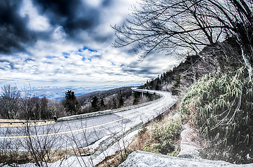 Image showing linn cove viaduct winter scenery