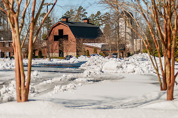 Image showing snow covered landscape at billy graham free library