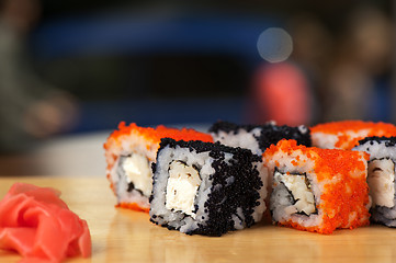 Image showing tobico sushi rolls