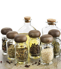Image showing Spices Cooking Oil And Vinegar