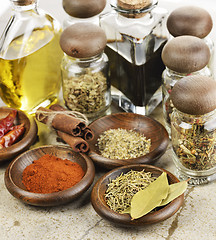 Image showing Spices Cooking Oil And Vinegar