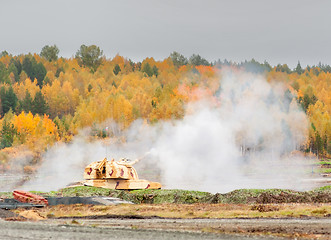 Image showing The 152 mm howitzer 2S19M2 Msta-S shooting. Russia