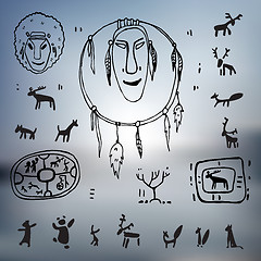 Image showing Siberia. Primitive painting set.