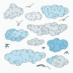 Image showing Vintage clouds set.