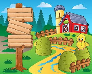 Image showing Farm theme with red barn 1