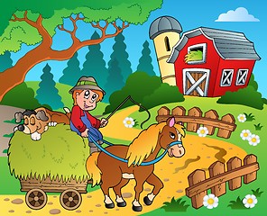 Image showing Farm theme with red barn 8