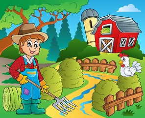 Image showing Farm theme with red barn 7