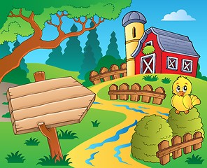 Image showing Farm theme with red barn 3