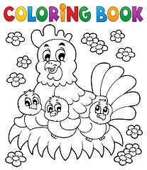 Image showing Coloring book chicken theme 1