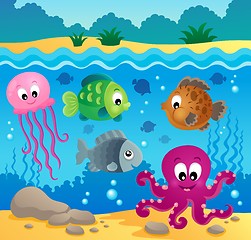 Image showing Underwater ocean fauna theme 1