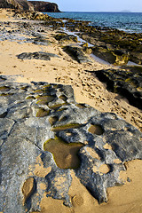 Image showing in lanzarote spain  rock stone sky cloud be