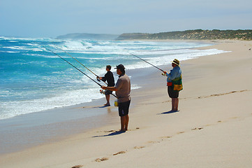 Image showing Beach Fishing Together