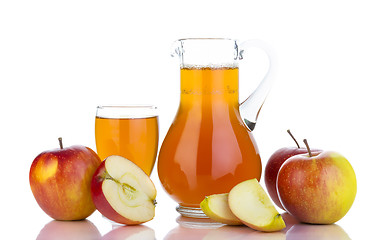 Image showing Fresh apples, glass with juice