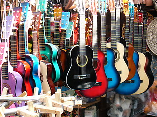 Image showing Colorful Guitars