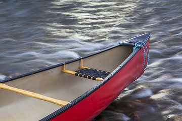 Image showing red canoe bow