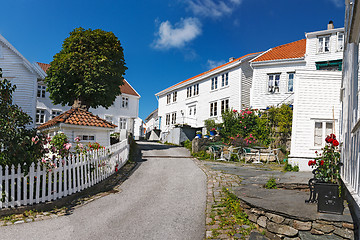 Image showing White wooden houses in old town of Skudeneshavn
