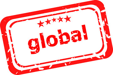 Image showing global word grunge red stamp isolated on white