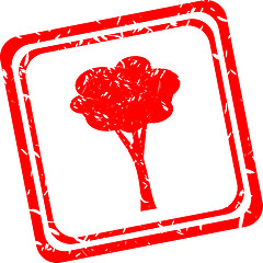 Image showing Tree simbol on grunge red stamp isolated on white