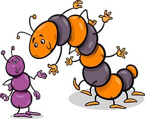 Image showing ant and caterpillar cartoon illustration