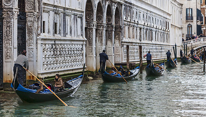 Image showing Row of Gondolas