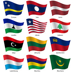 Image showing Set  Flags of world sovereign states. Vector illustration. 