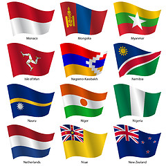 Image showing Set  Flags of world sovereign states. Vector illustration. 