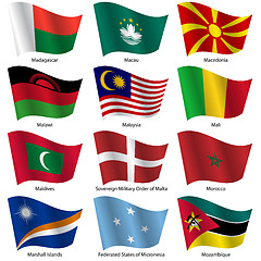 Image showing Set  Flags of world sovereign states. Vector illustration. 