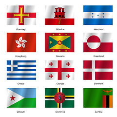 Image showing Set  Flags of world sovereign states. Vector illustration. 