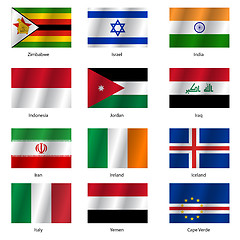 Image showing Set  Flags of world sovereign states. Vector illustration. 